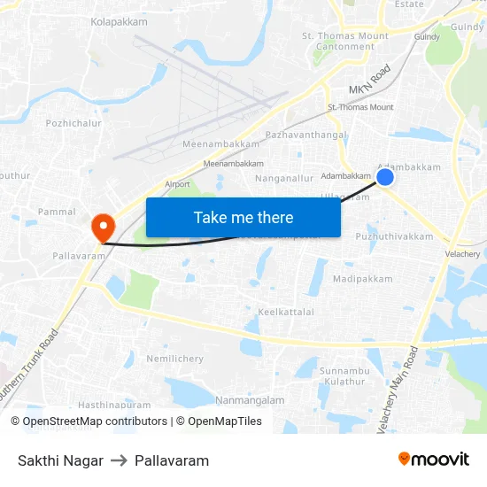 Sakthi Nagar to Pallavaram map
