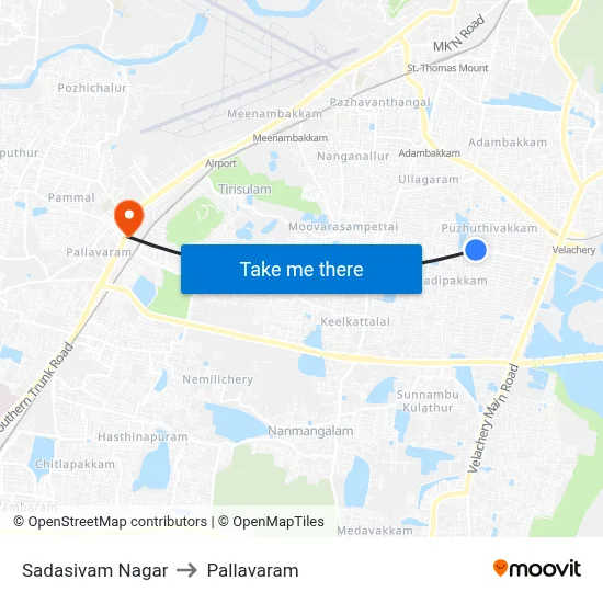 Sadasivam Nagar to Pallavaram map