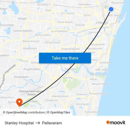 Stanley Hospital to Pallavaram map