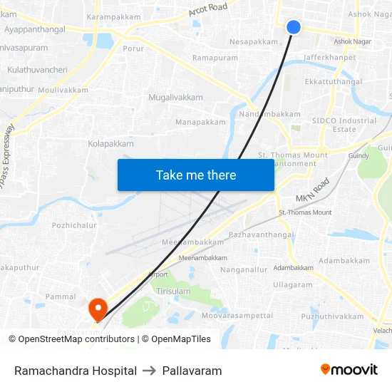 Ramachandra Hospital to Pallavaram map