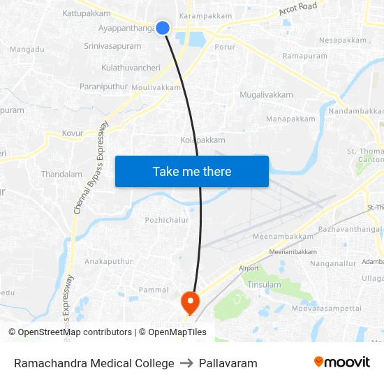 Ramachandra Medical College to Pallavaram map
