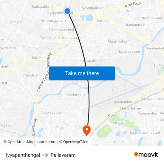 Iyyapanthangal to Pallavaram map