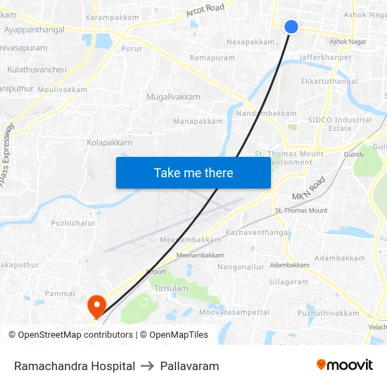 Ramachandra Hospital to Pallavaram map