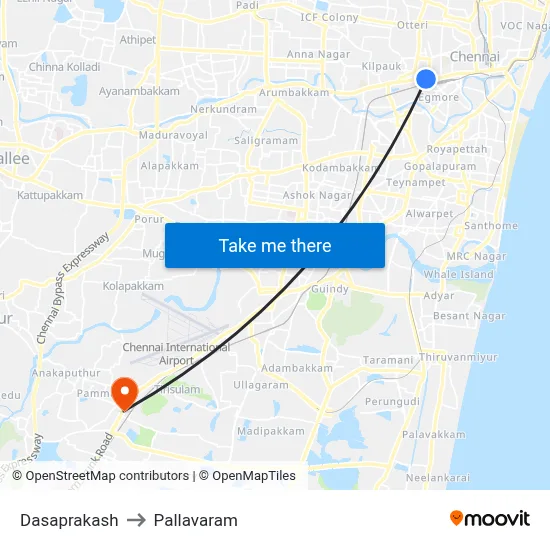 Dasaprakash to Pallavaram map