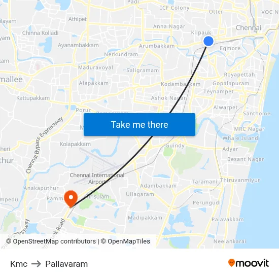 Kmc to Pallavaram map