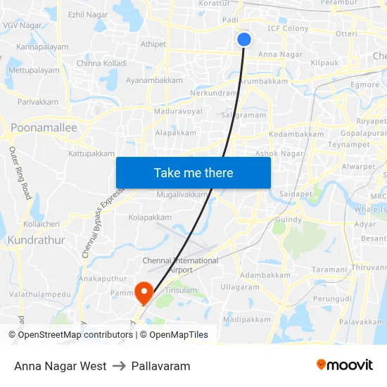 Anna Nagar West to Pallavaram map