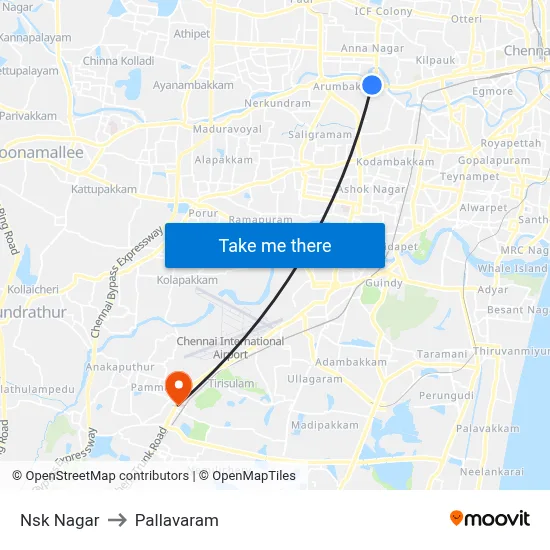 Nsk Nagar to Pallavaram map