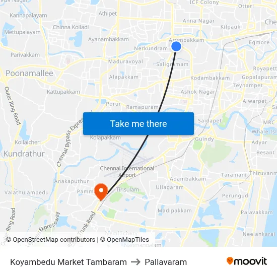 Koyambedu Market Tambaram to Pallavaram map