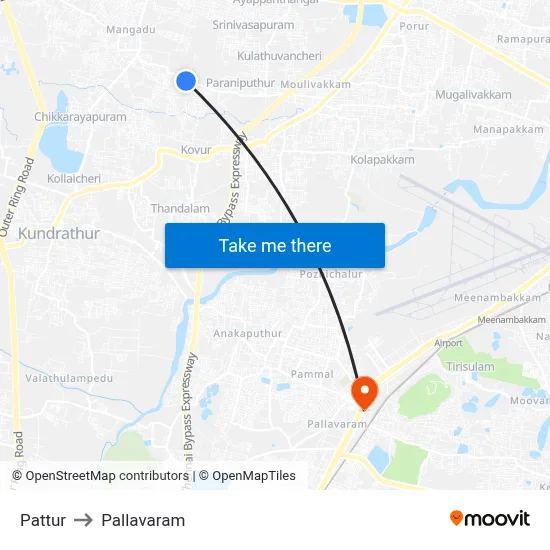 Pattur to Pallavaram map