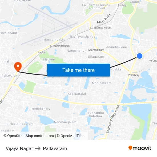 Vijaya Nagar to Pallavaram map