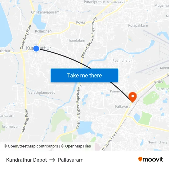Kundrathur Depot to Pallavaram map
