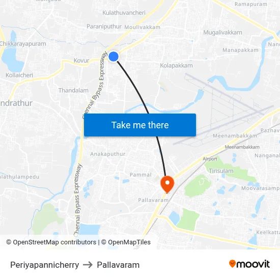 Periyapannicherry to Pallavaram map