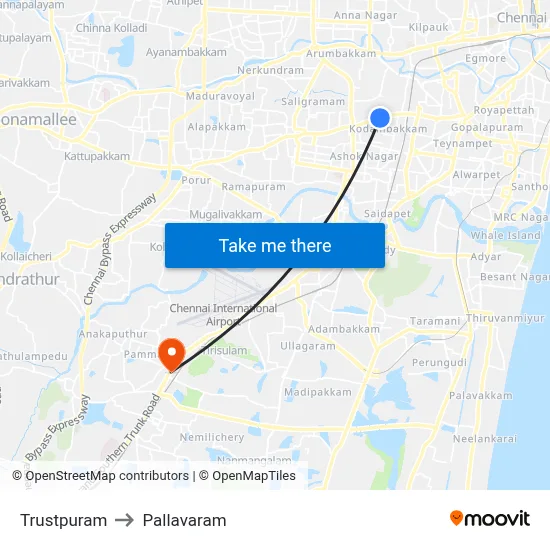 Trustpuram to Pallavaram map