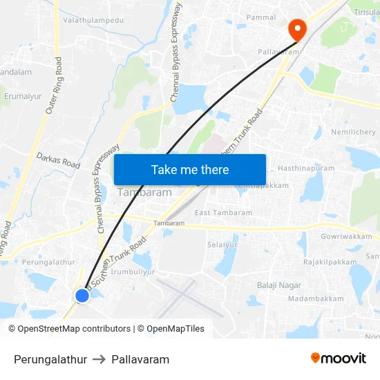 Perungalathur to Pallavaram map