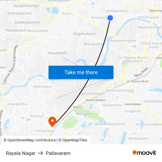 Rayala Nagar to Pallavaram map