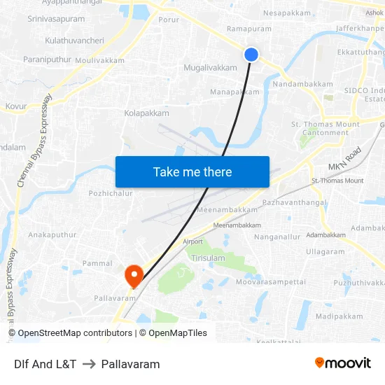 Dlf And L&T to Pallavaram map