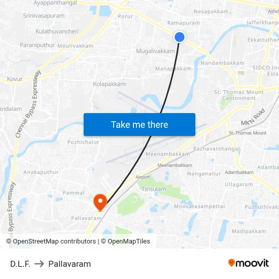 D.L.F. to Pallavaram map