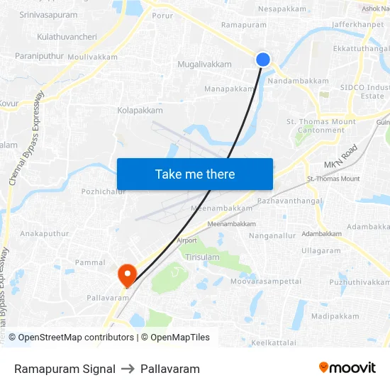 Ramapuram Signal to Pallavaram map
