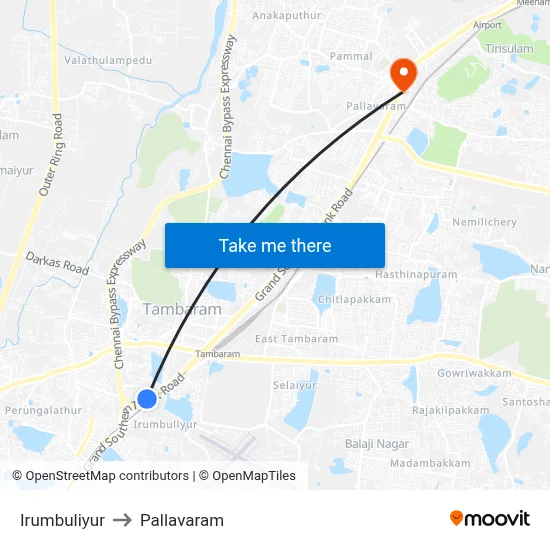 Irumbuliyur to Pallavaram map