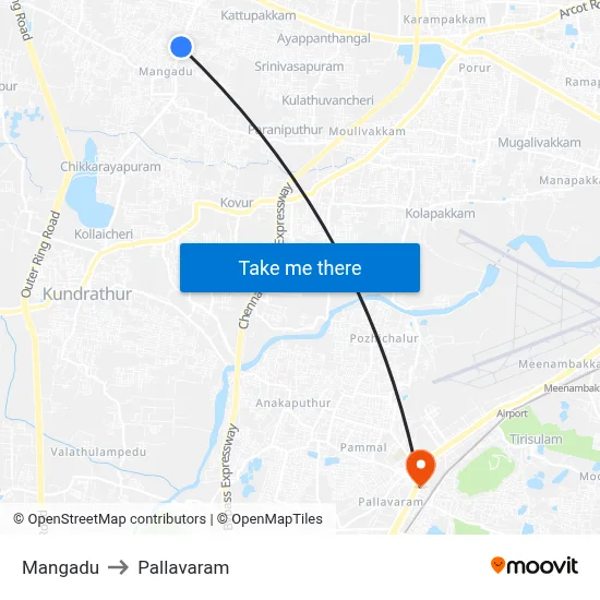 Mangadu to Pallavaram map