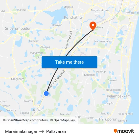 Maraimalainagar to Pallavaram map
