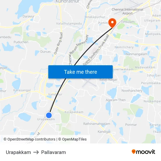 Urapakkam to Pallavaram map