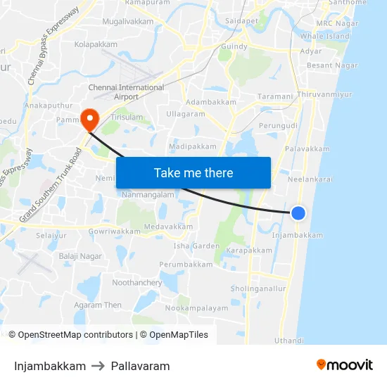 Injambakkam to Pallavaram map