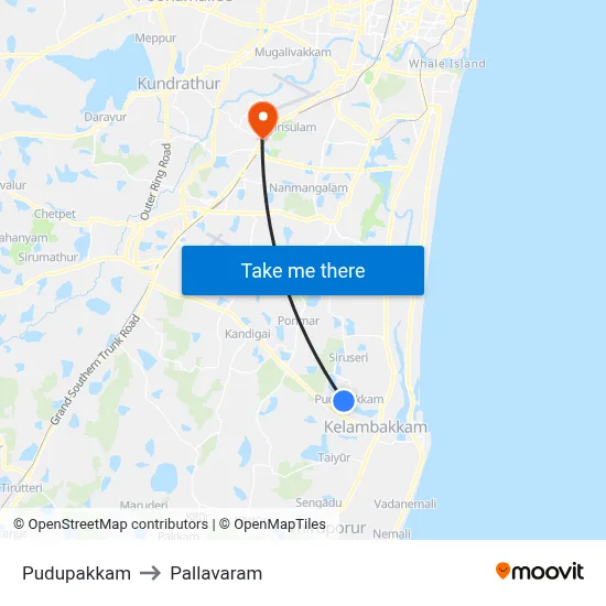 Pudupakkam to Pallavaram map
