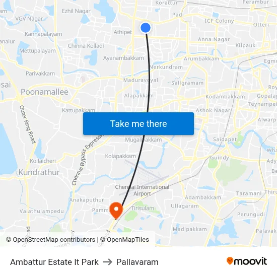 Ambattur Estate It Park to Pallavaram map