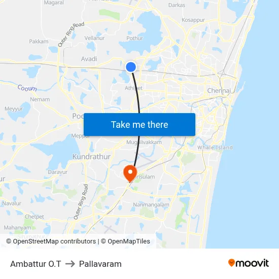 Ambattur O.T to Pallavaram map