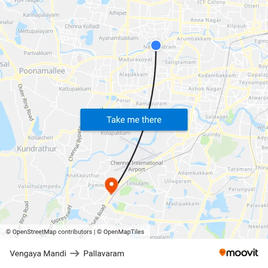 Vengaya Mandi to Pallavaram map