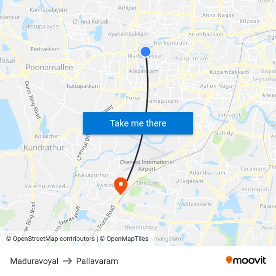 Maduravoyal to Pallavaram map