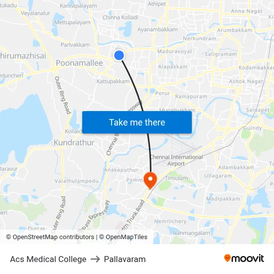 Acs Medical College to Pallavaram map