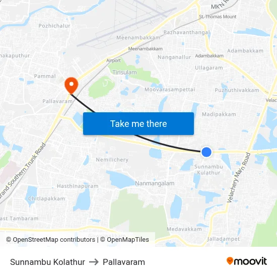 Sunnambu Kolathur to Pallavaram map