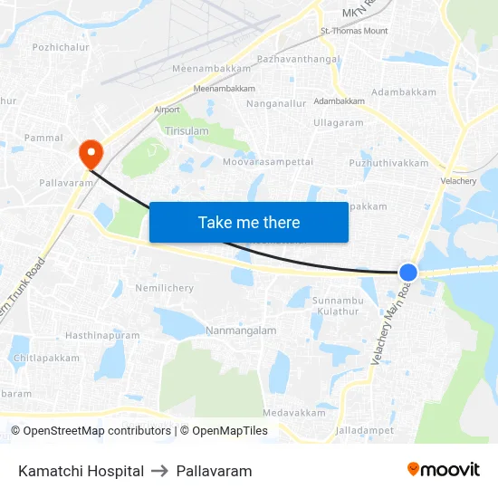 Kamatchi Hospital to Pallavaram map