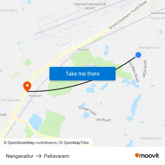 Nanganallur to Pallavaram map