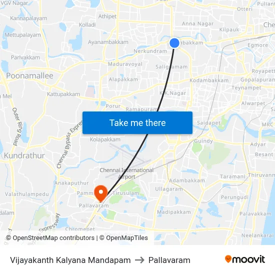 Vijayakanth Kalyana Mandapam to Pallavaram map