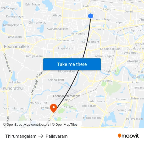 Thirumangalam to Pallavaram map