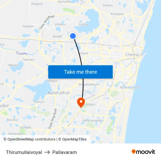 Thirumullaivoyal to Pallavaram map