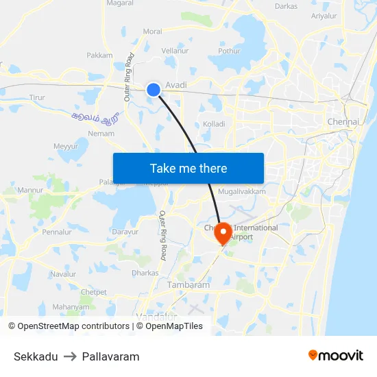 Sekkadu to Pallavaram map