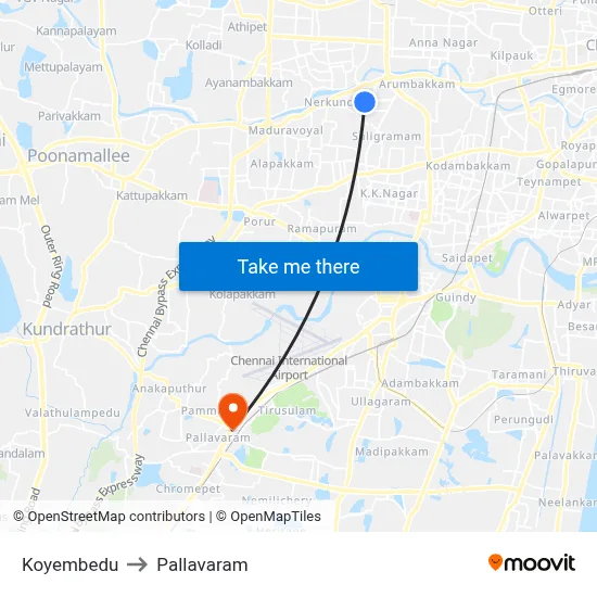 Koyembedu to Pallavaram map