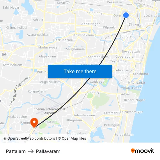 Pattalam to Pallavaram map