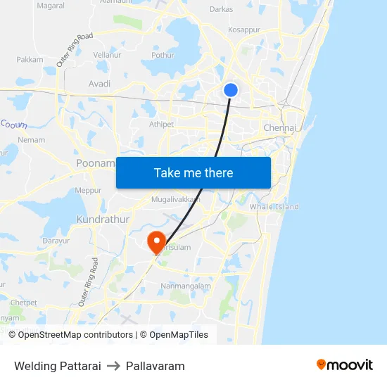 Welding Pattarai to Pallavaram map