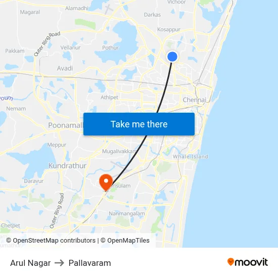 Arul Nagar to Pallavaram map