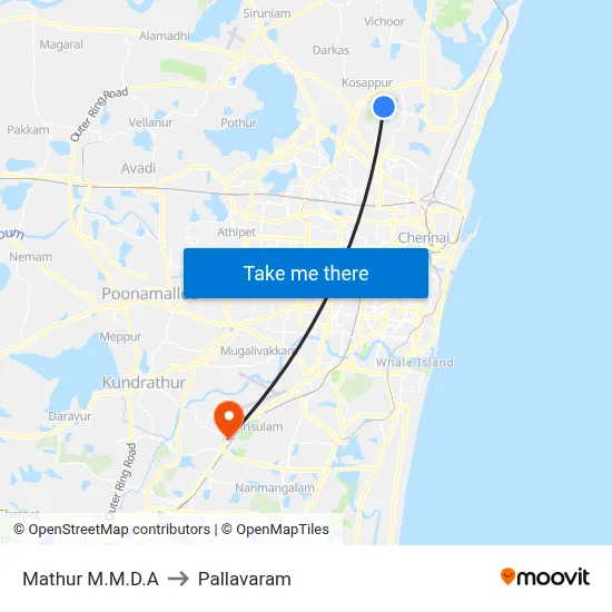Mathur M.M.D.A to Pallavaram map