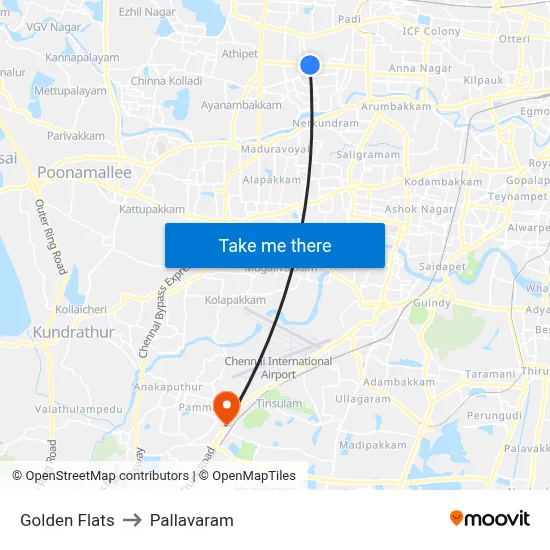 Golden Flats to Pallavaram map