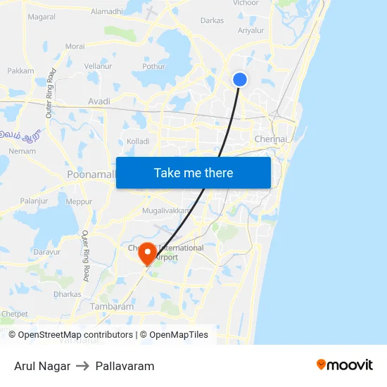 Arul Nagar to Pallavaram map