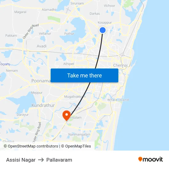Assisi Nagar to Pallavaram map