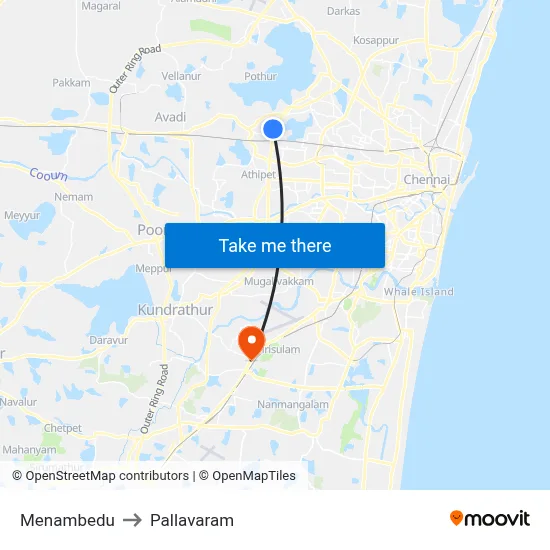 Menambedu to Pallavaram map