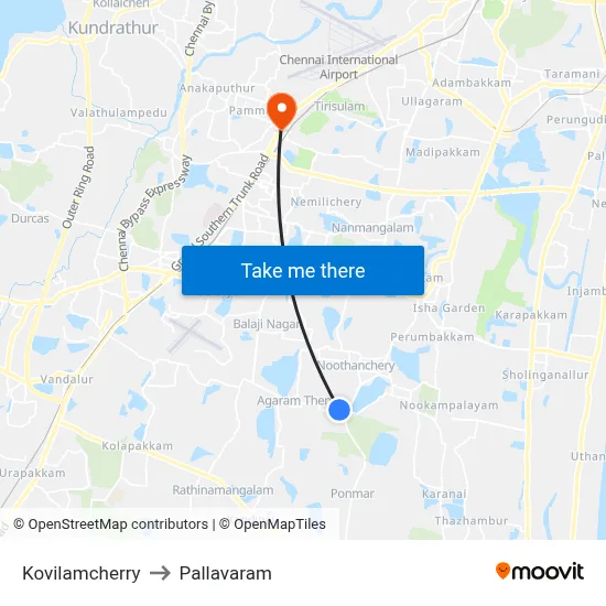 Kovilamcherry to Pallavaram map